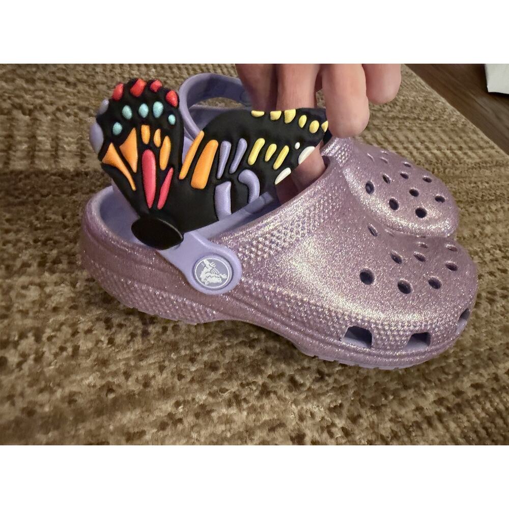 RARE CROCS KIDS Classic IAM Butterfly Clog 211262 Mystic Purple Toddlers Sz 13 C - Picture 6 of 9